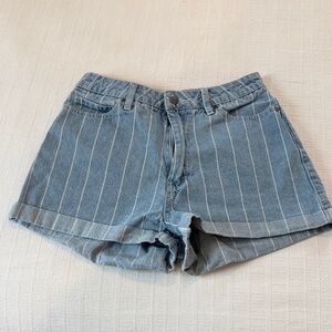 RVCA Light Blue Striped Jean Shorts